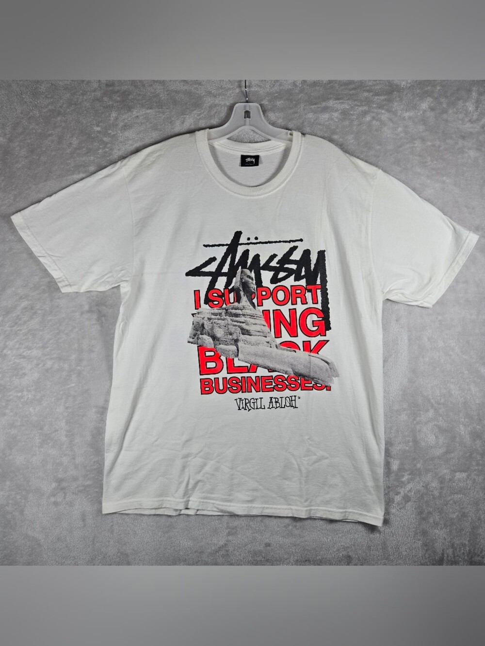 Stussy World Tour Rare Size Large L Off White Collab 40th Anniversary Tee #0391